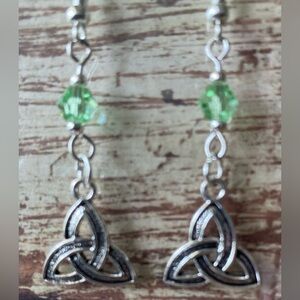 Celtic Knot with Light Green Crystal Beads